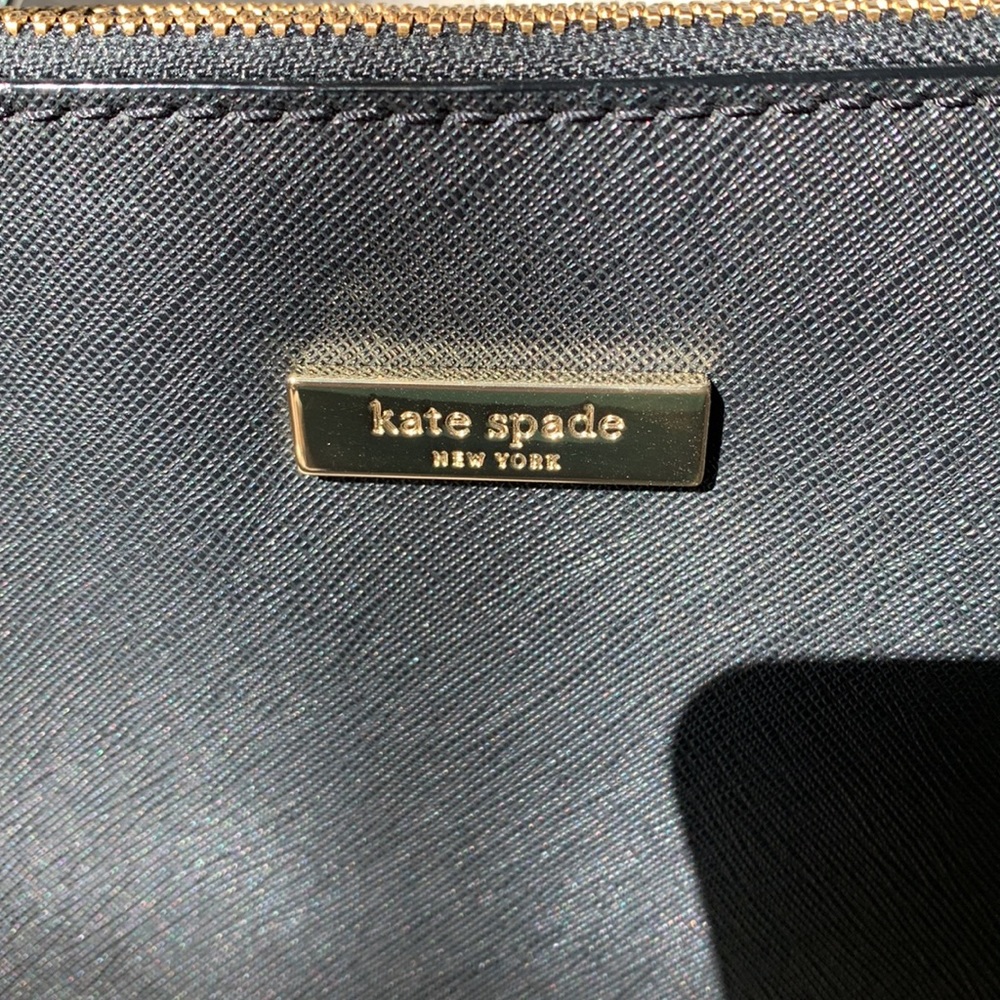 Nearly New Large Black Leather Kate Spade Crossbody Satchel - Picture 2 of 8
